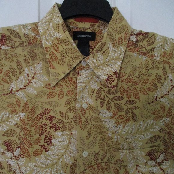 Claiborne Mens S/S Golden Silk Linen Resort Wear Hawaiian Shirt NWOT - Large - Picture 1 of 3